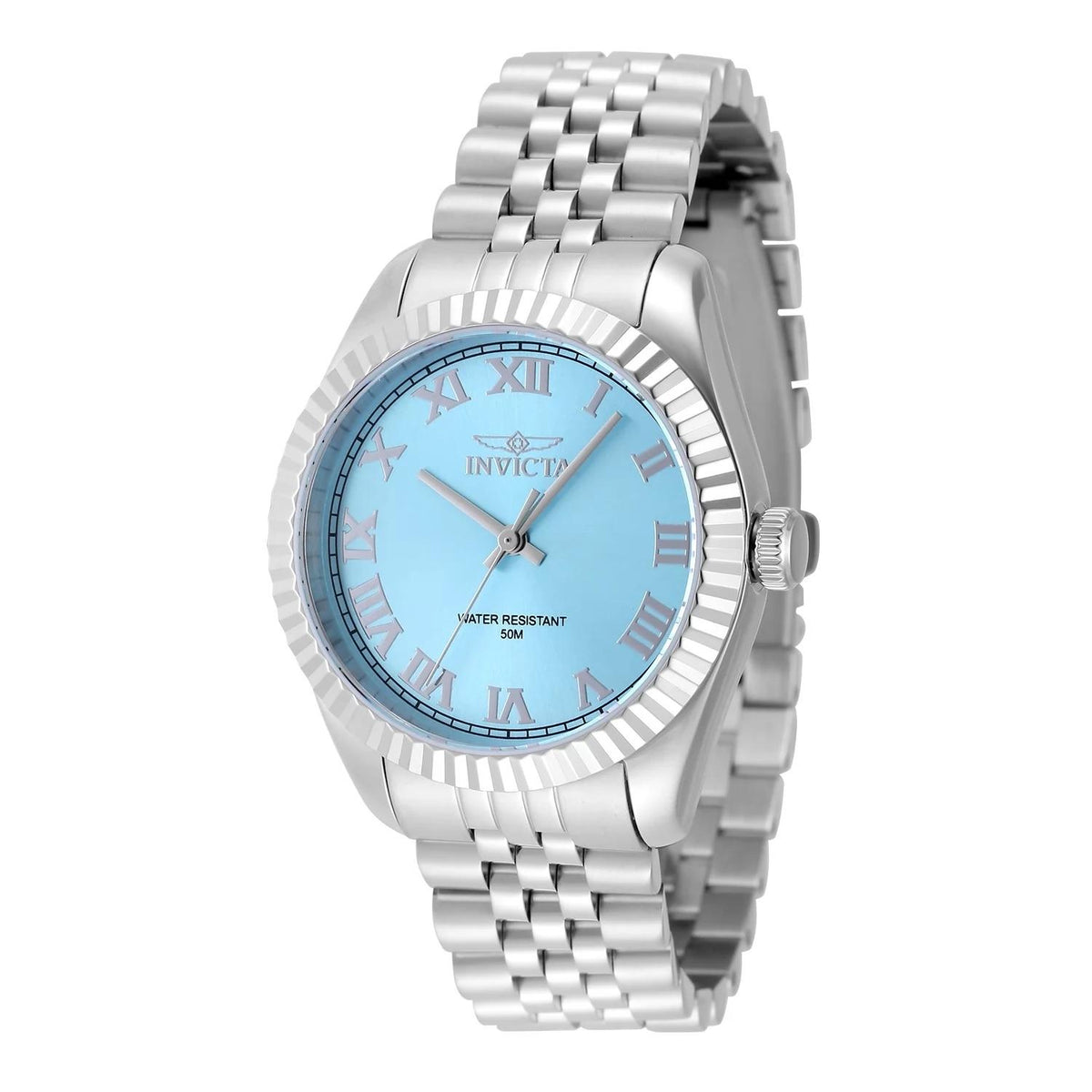Invicta 48902 watch with blue dial and stainless steel band