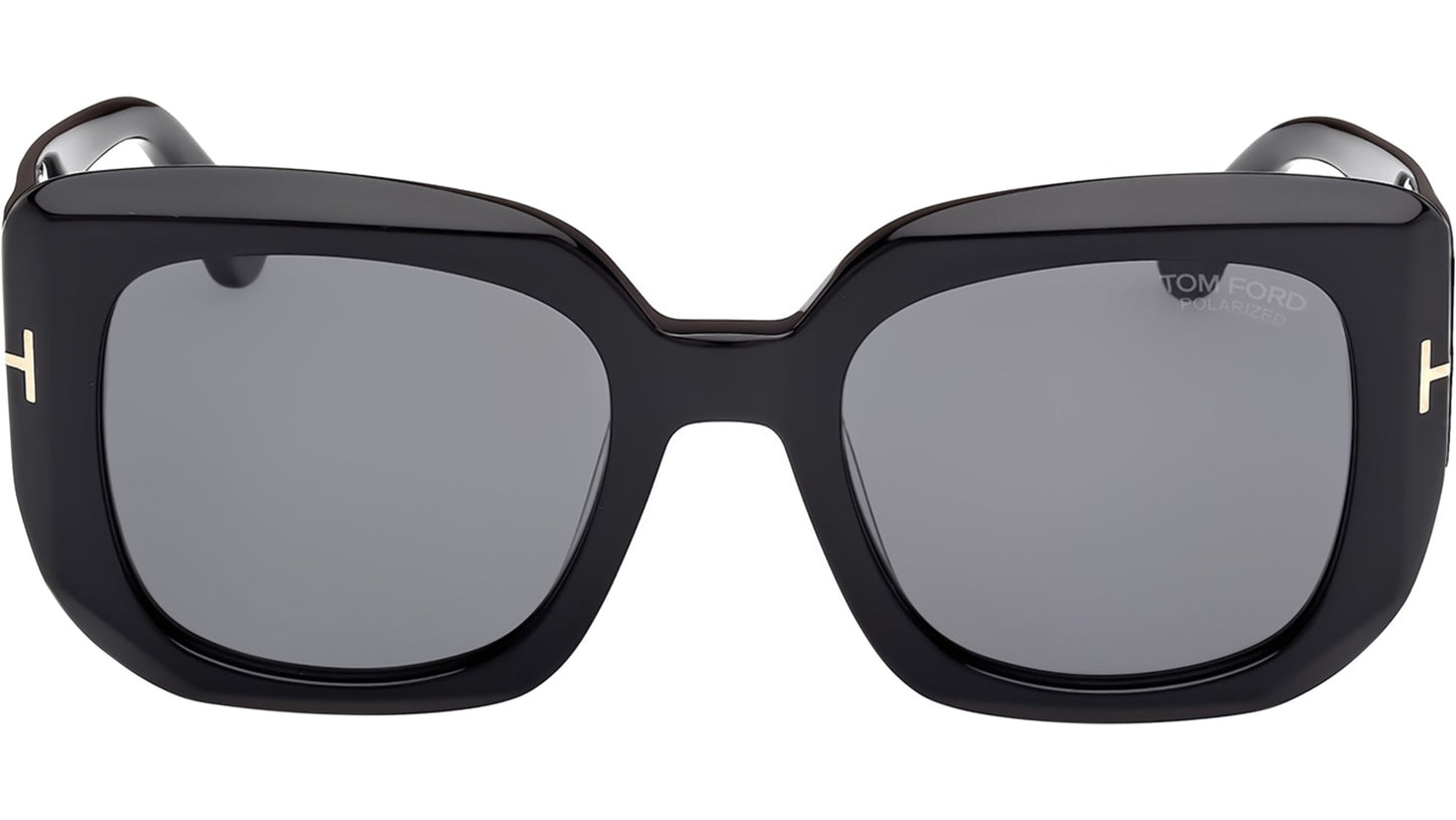 Tom Ford FT1220-01D sunglasses in black frame with smoke polarized lenses