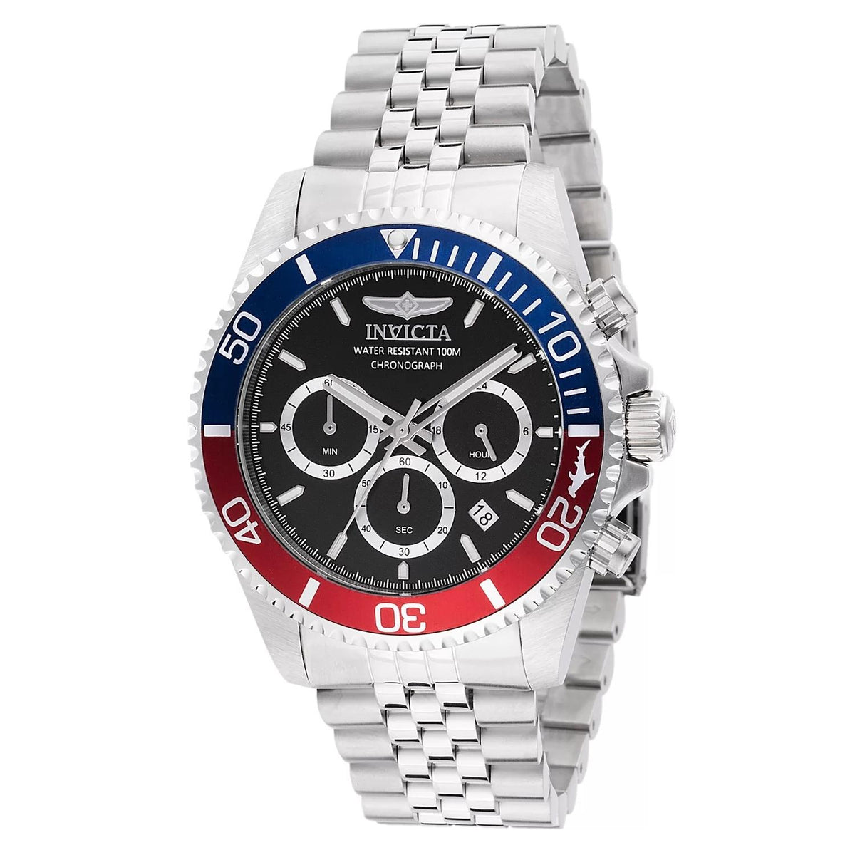 Invicta 48117 watch with black dial and stainless steel band