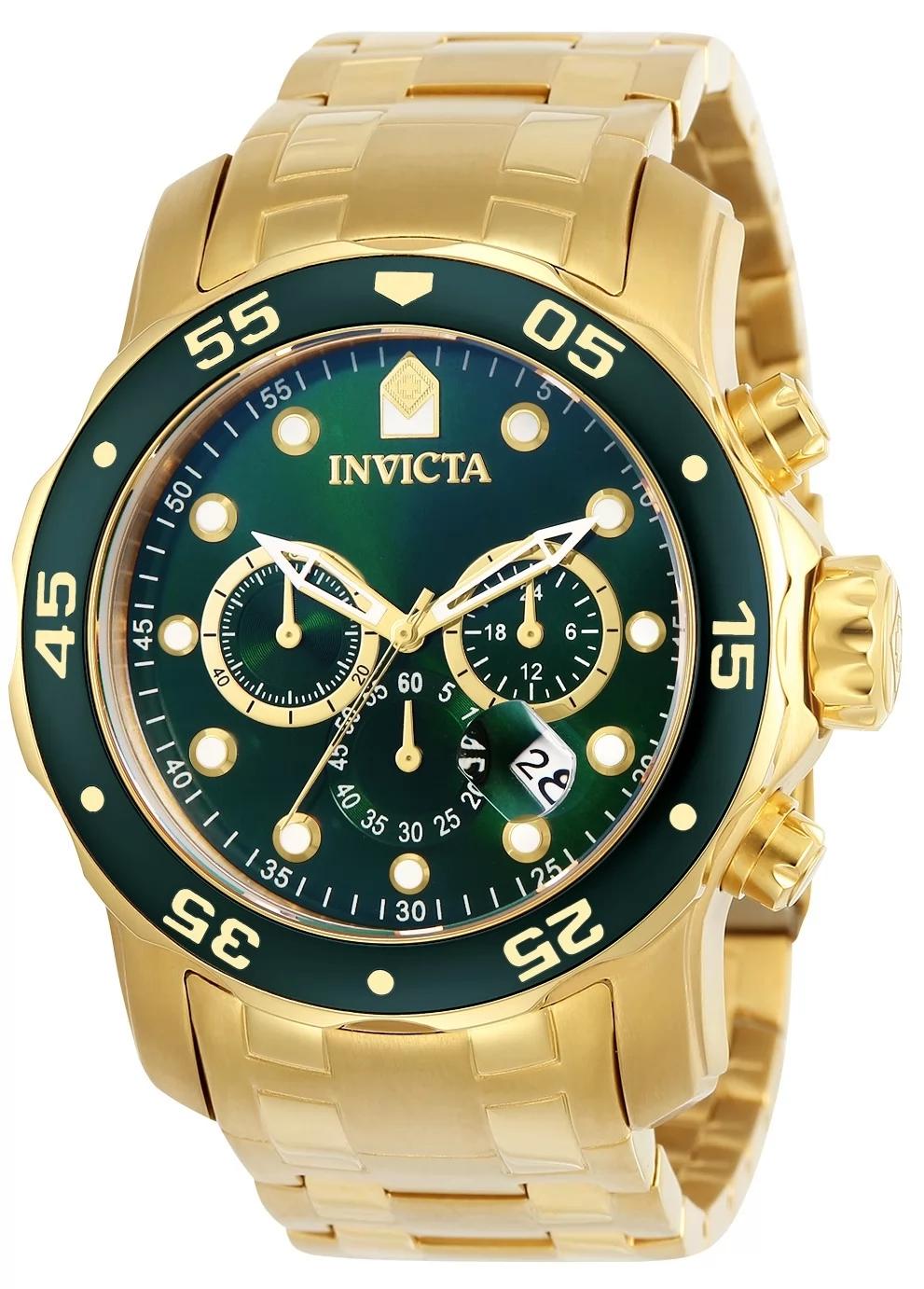 Invicta 0075 0075 Watch - Green Dial Stainless Steel Band