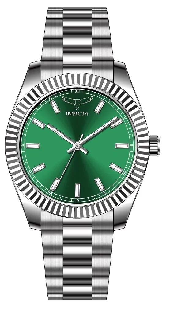 Invicta 69016 watch with green dial and stainless steel band