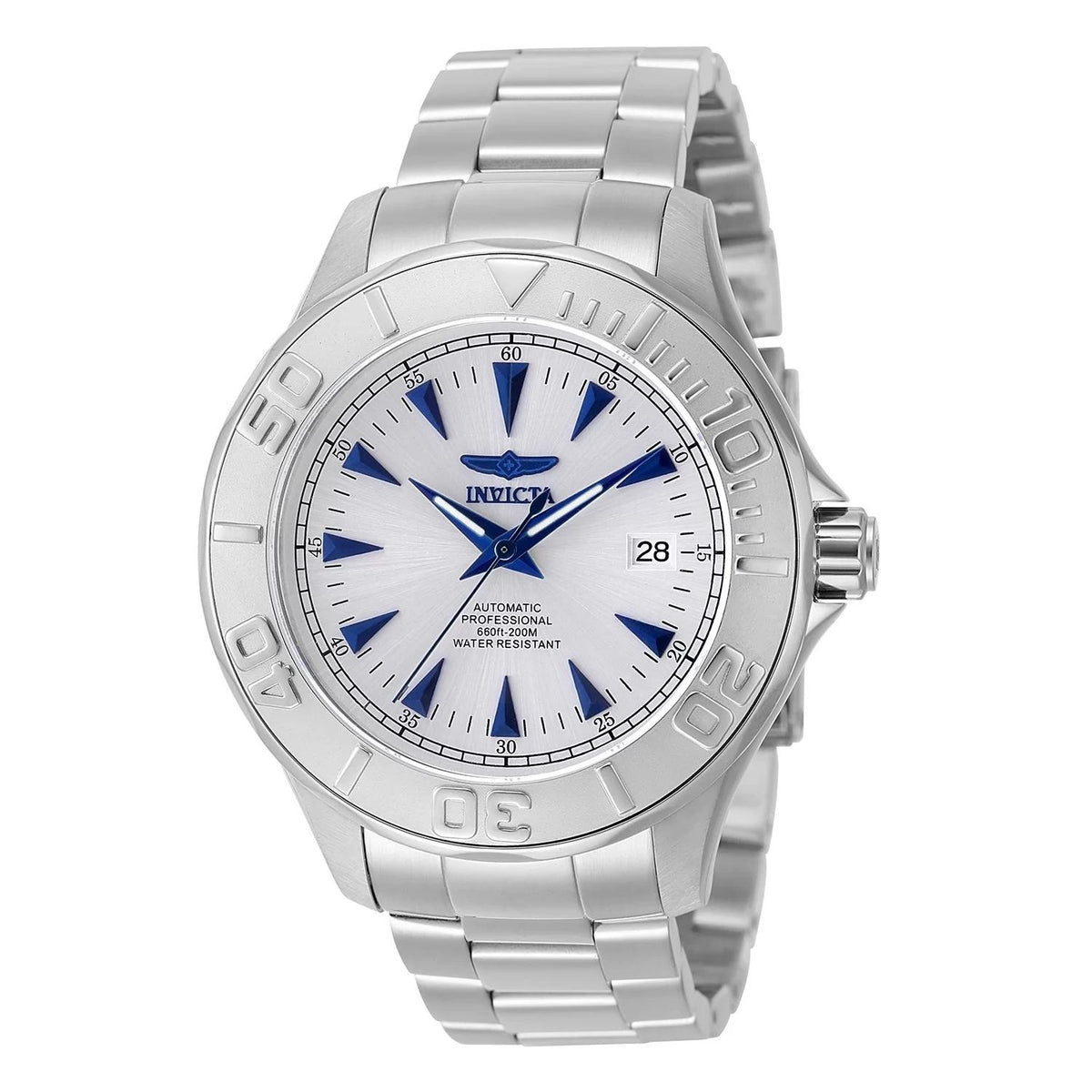 Invicta 7033 watch with silver dial and stainless steel band