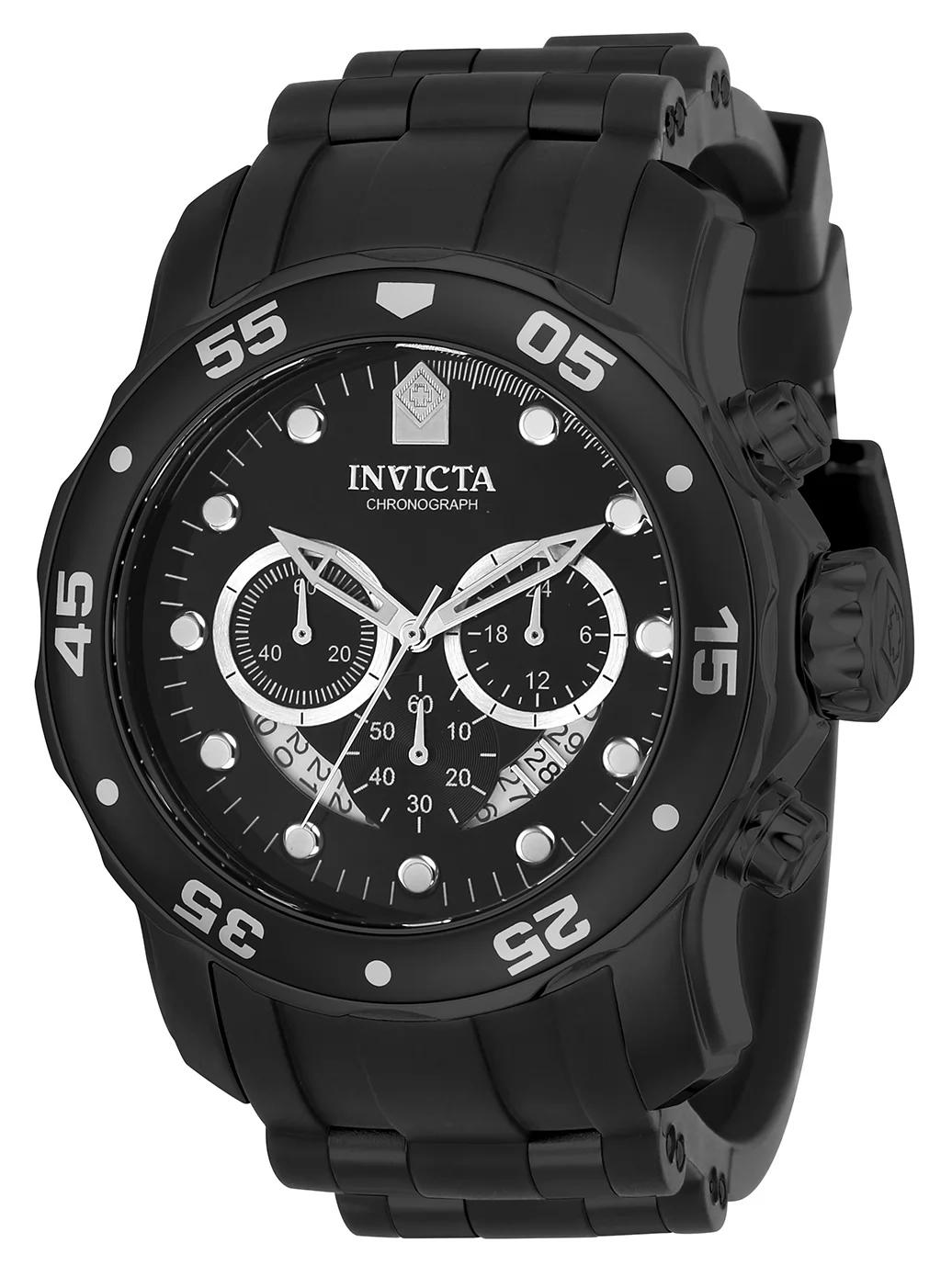 Invicta 21930 watch with black dial and polyurethane/stainless steel band