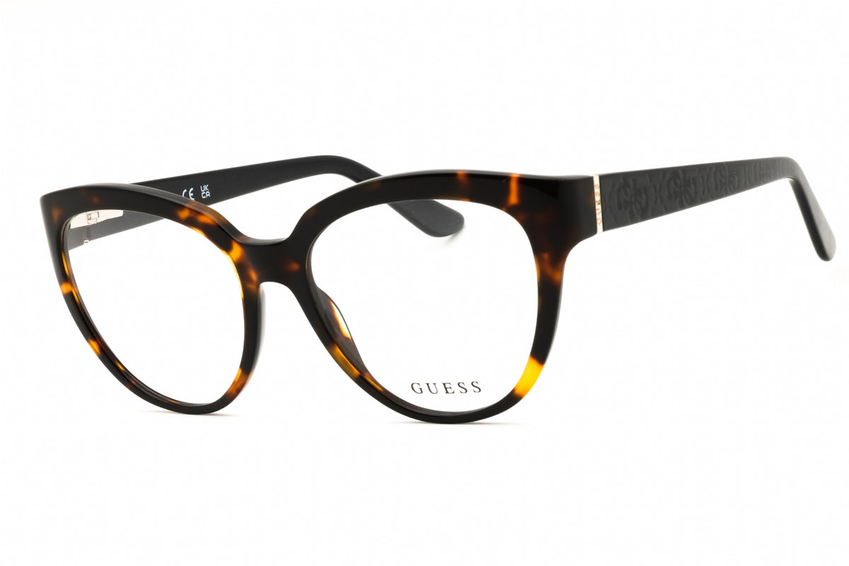 Guess GU50232-052 eyeglasses in dark havana frame with clear demo lenses