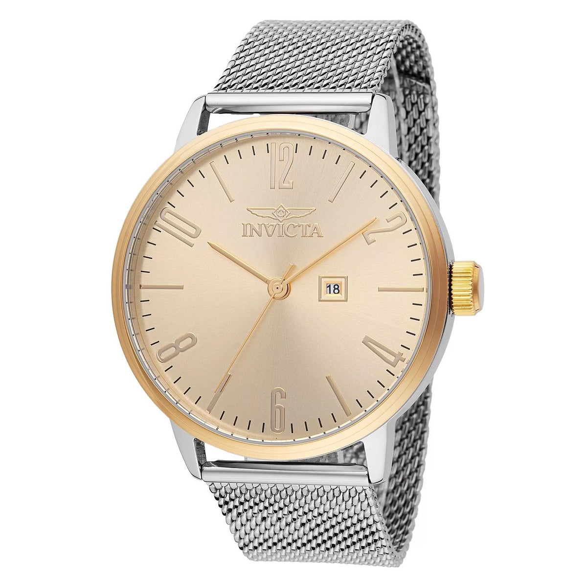 Invicta 48937 watch with gold dial and stainless steel band