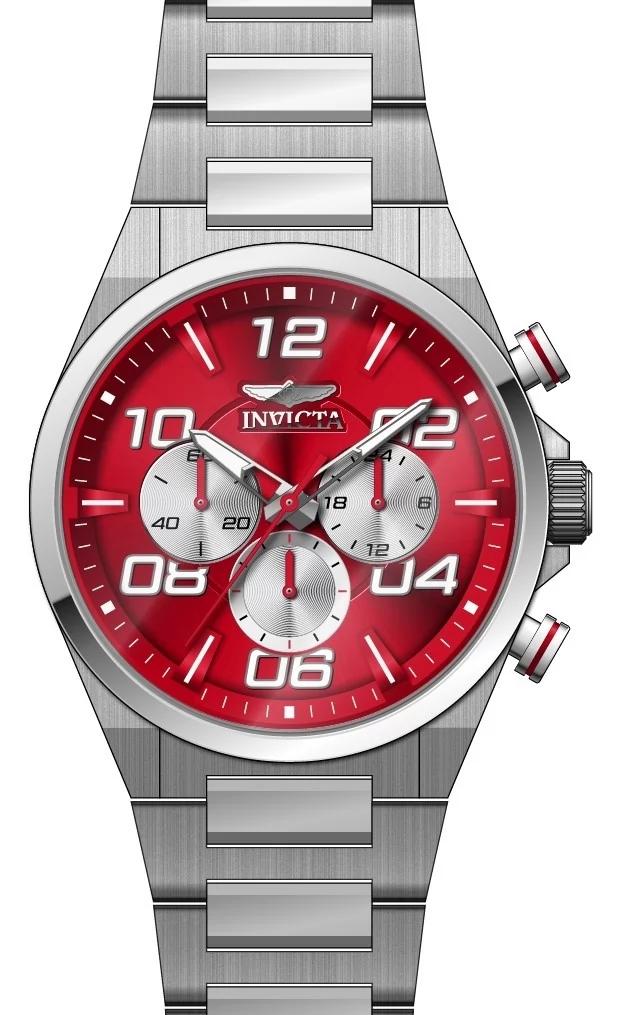 Invicta 50426 watch with red dial and stainless steel band