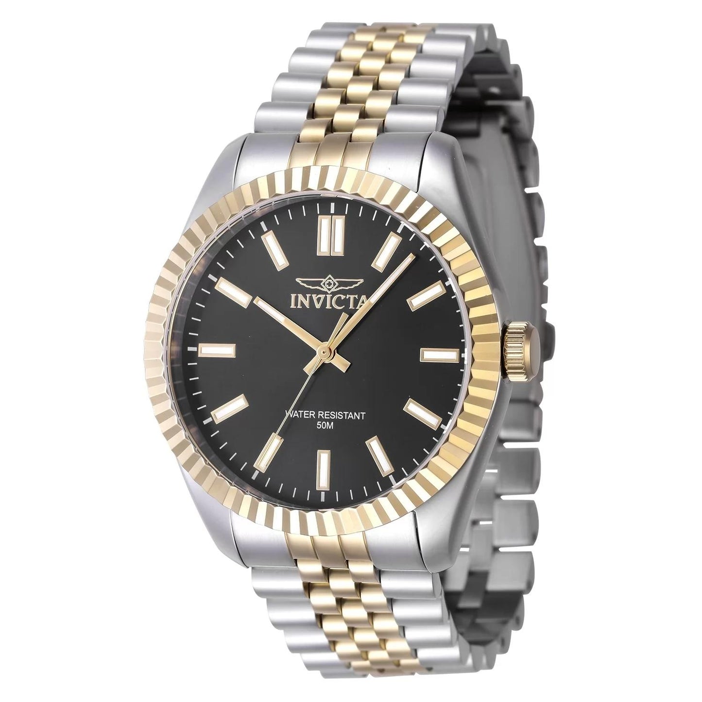 Invicta 47483 watch with black dial and stainless steel band