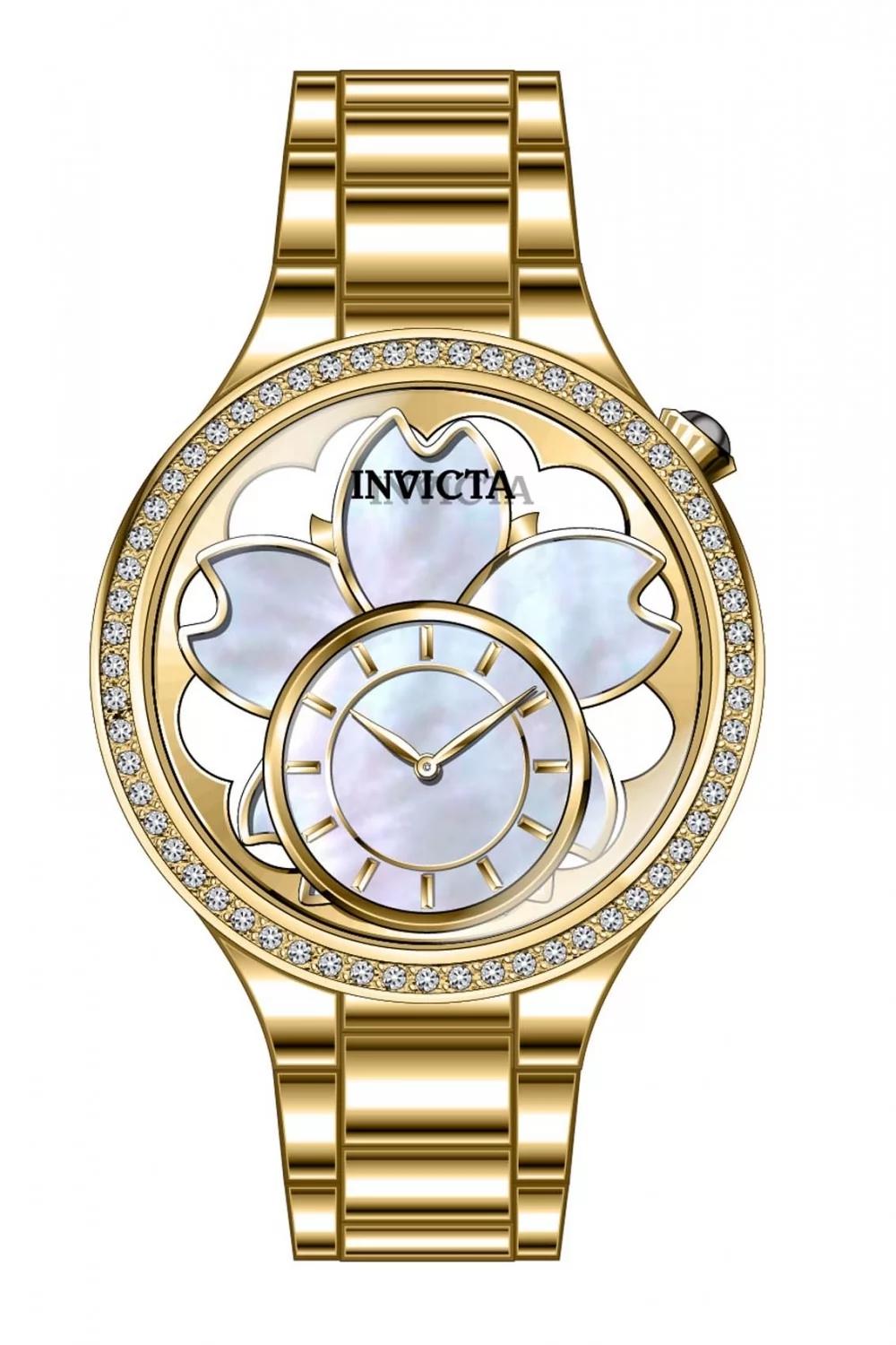 Invicta 46754 watch with gold dial and stainless steel band