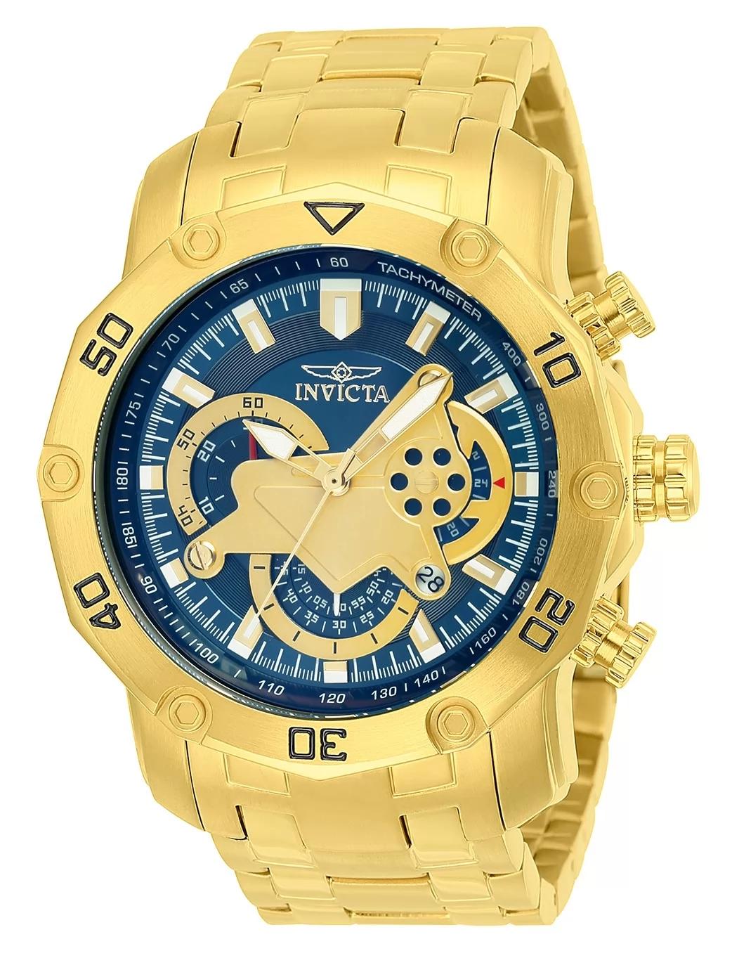 Invicta 22765 watch with blue dial and stainless steel band