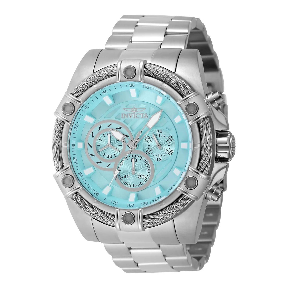 Invicta 48865 watch with light blue dial and stainless steel band