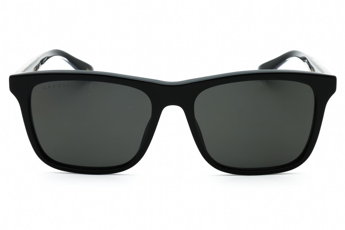 Gucci GG0381SN-007 BLACK-BLACK-GREY Rectangular Sunglasses 57mm Sunglasses