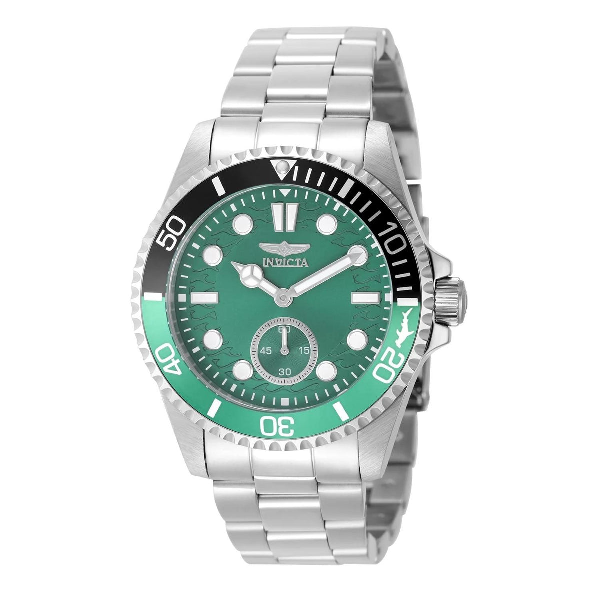 Invicta 49433 watch with green dial and stainless steel band