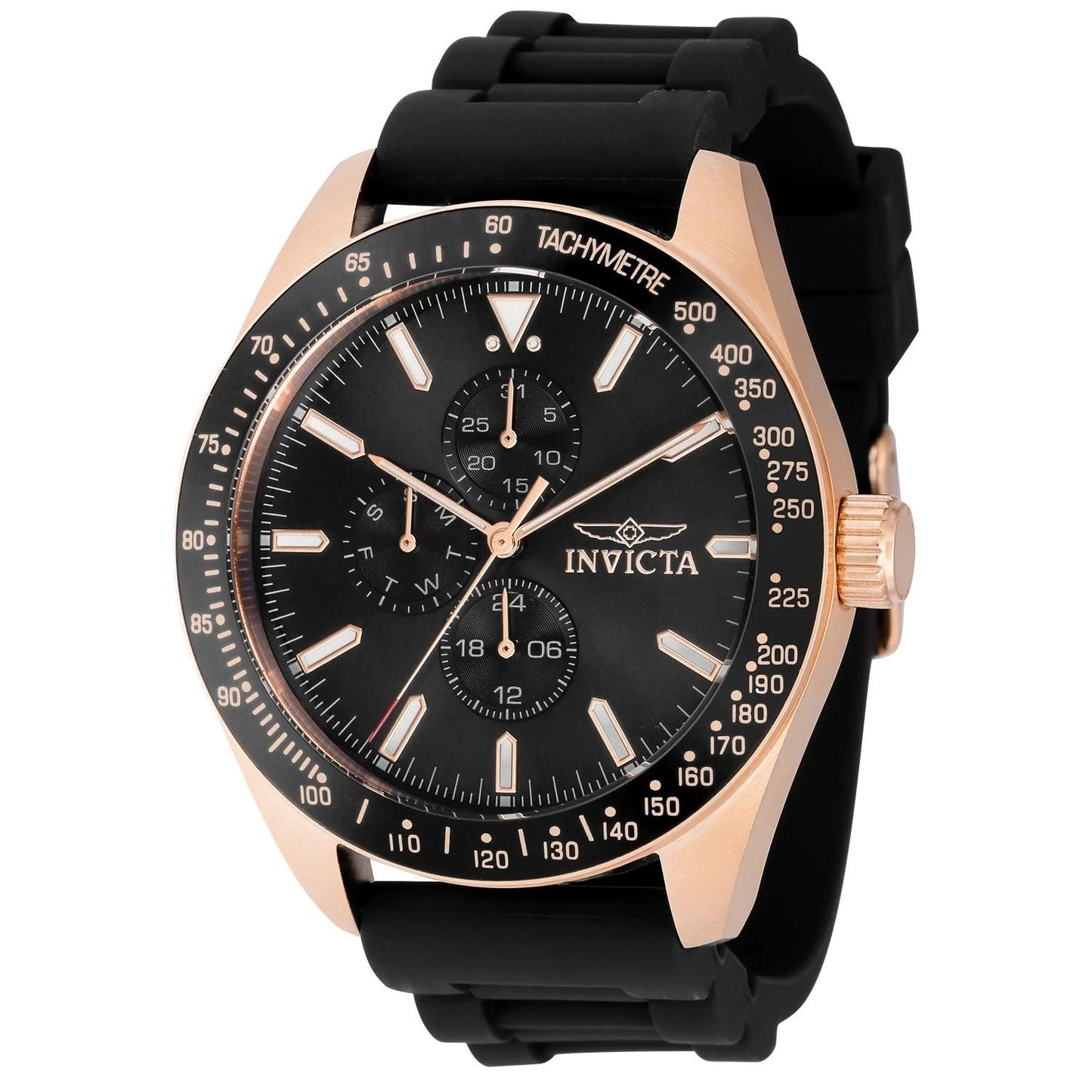 Invicta 38407 watch with black dial and silicone band