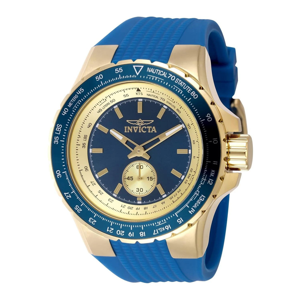 Invicta 49307 watch with blue dial and polyurethane/stainless steel band
