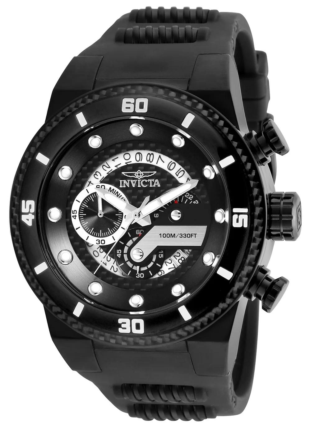 Invicta 24228 24228 Watch - Black Dial Polyurethane/Stainless Steel Band