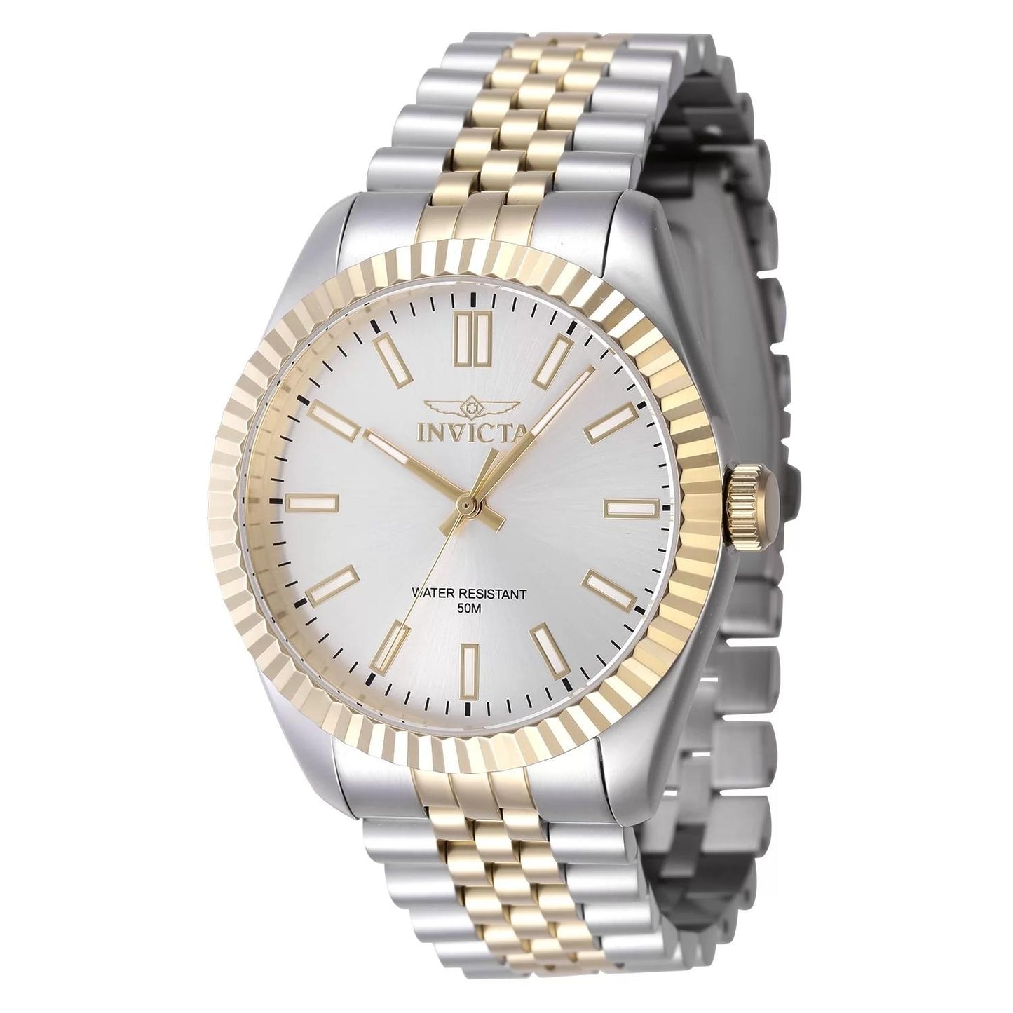 Invicta 47484 watch with silver dial and stainless steel band