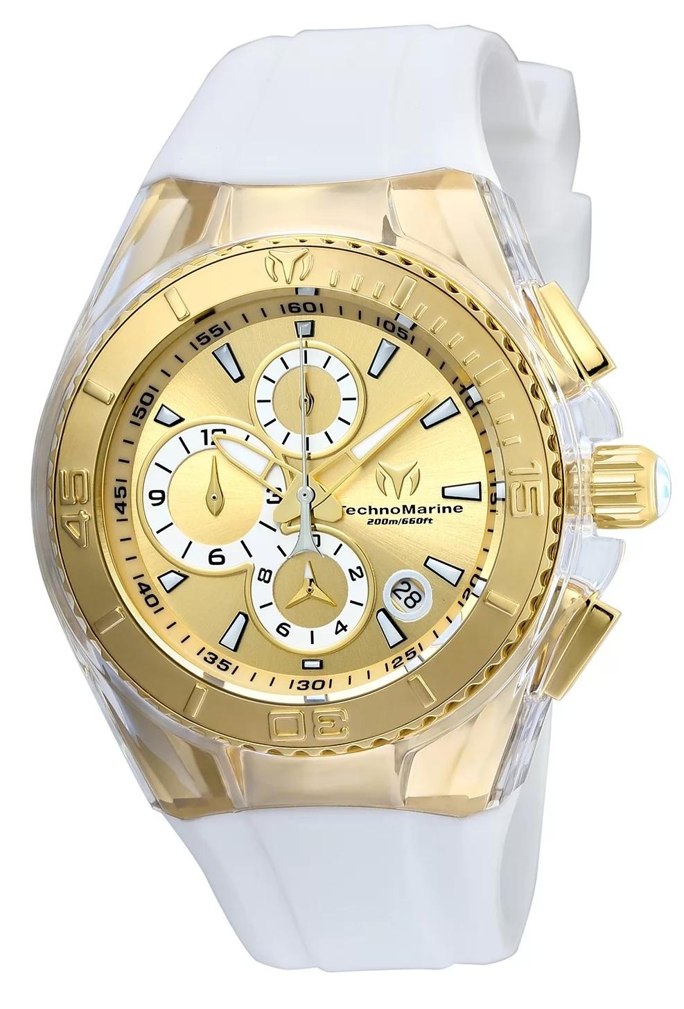 TechnoMarine TM-115311 watch with gold dial and silicon band