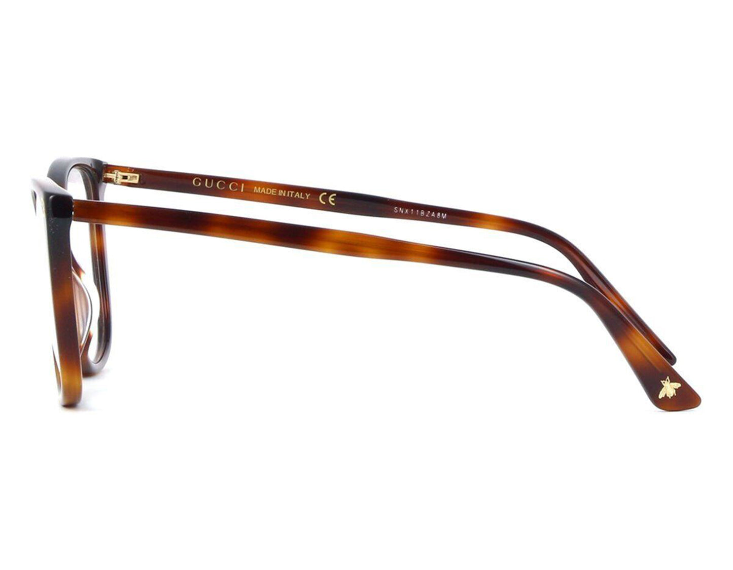 Gucci GG0026o-002 eyeglasses in havana frame with clear lenses
