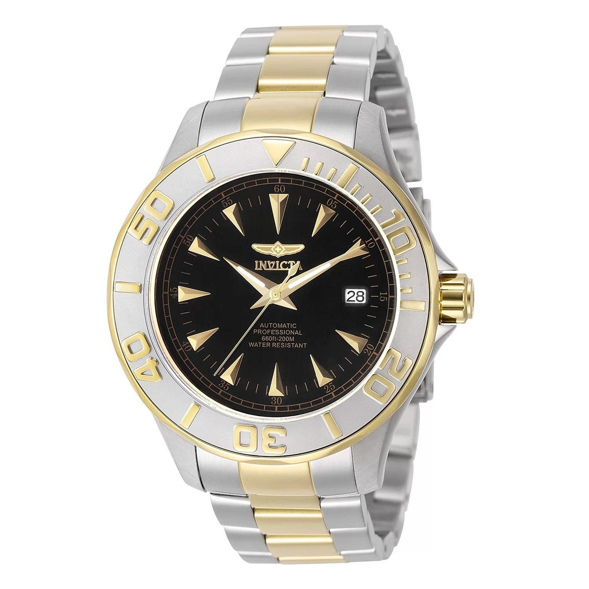Invicta 7037 watch with black dial and stainless steel band