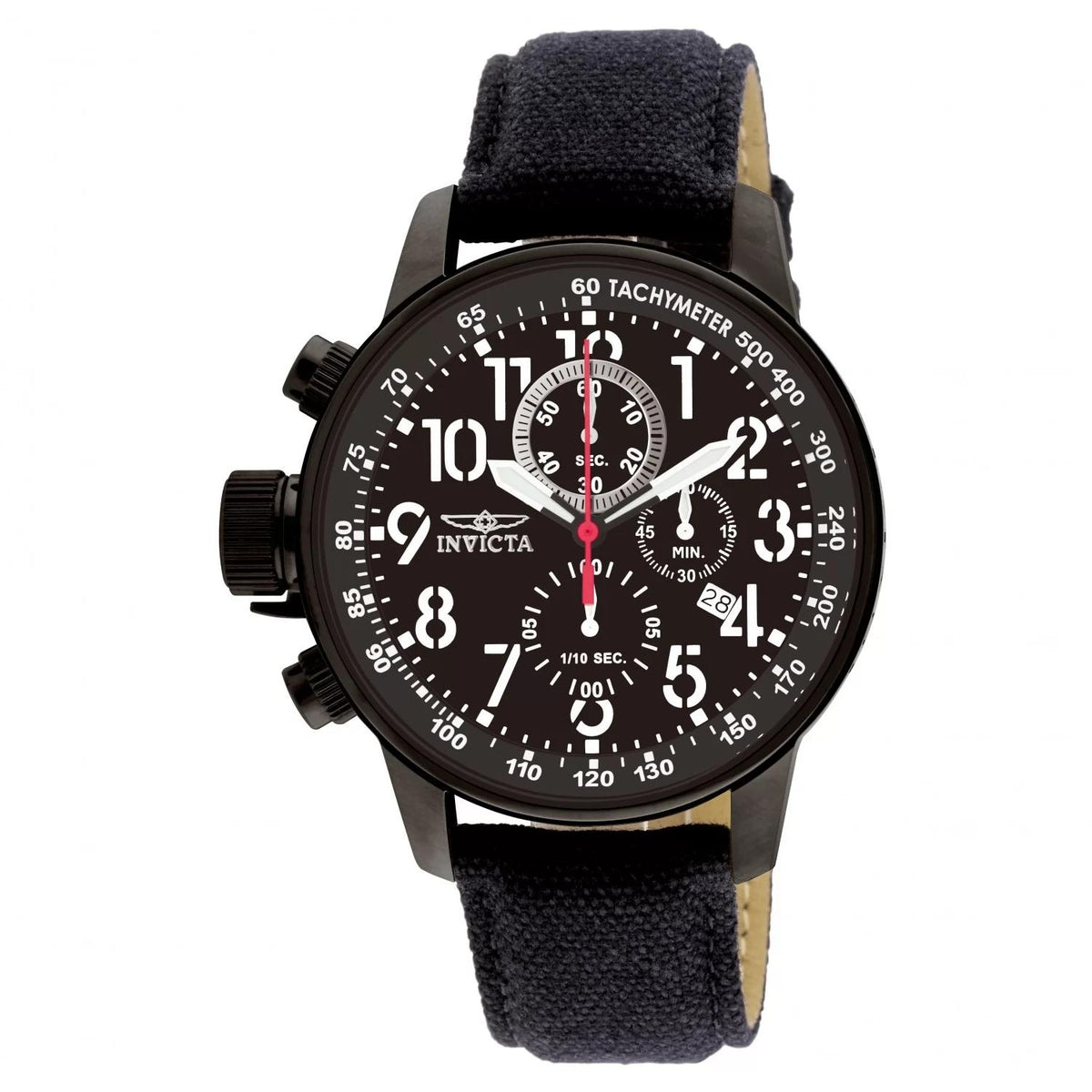 Invicta 1517 watch with black dial and riffle band