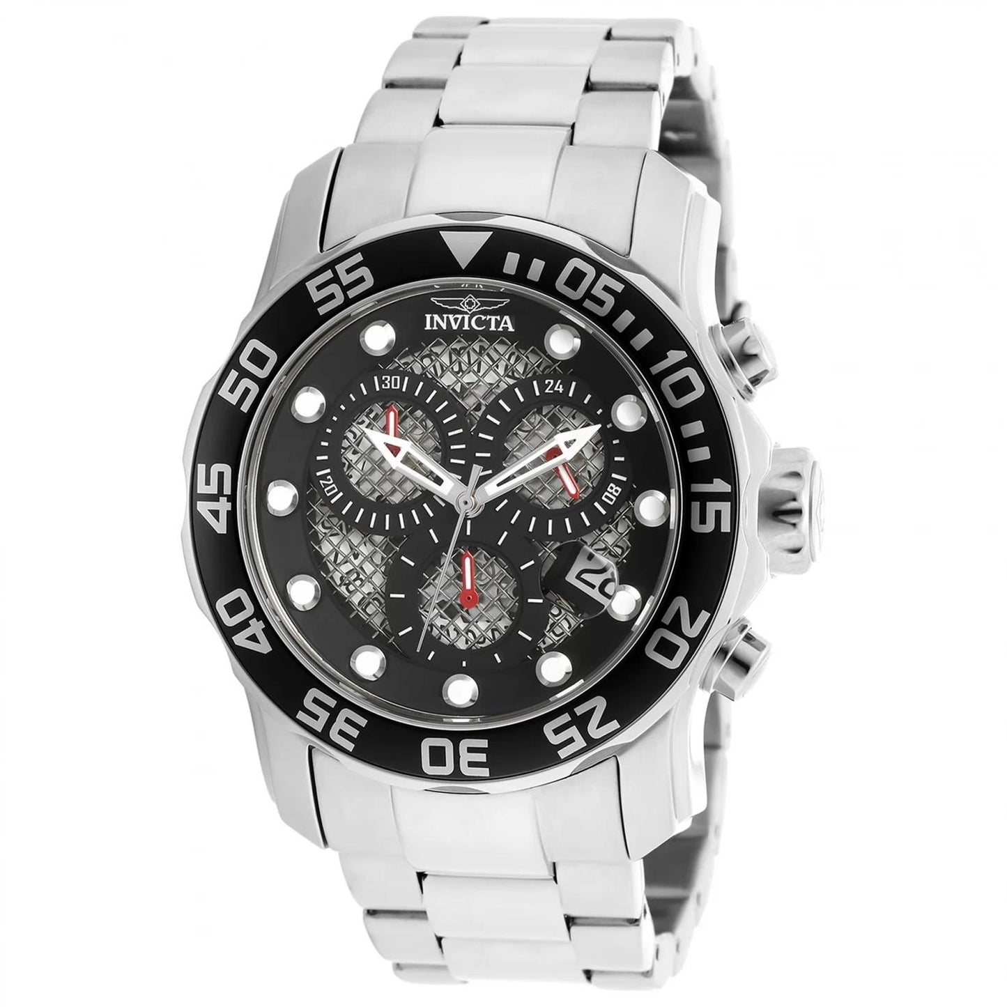 Invicta 19836 watch with black dial and stainless steel band