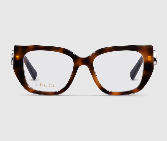 Gucci GG1952o-002 eyeglasses in havana frame with clear lenses