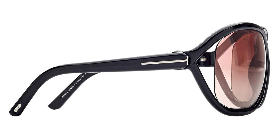 Tom Ford FT1069-01Z-68 sunglasses in black frame with gradient violet to peach mirror lenses