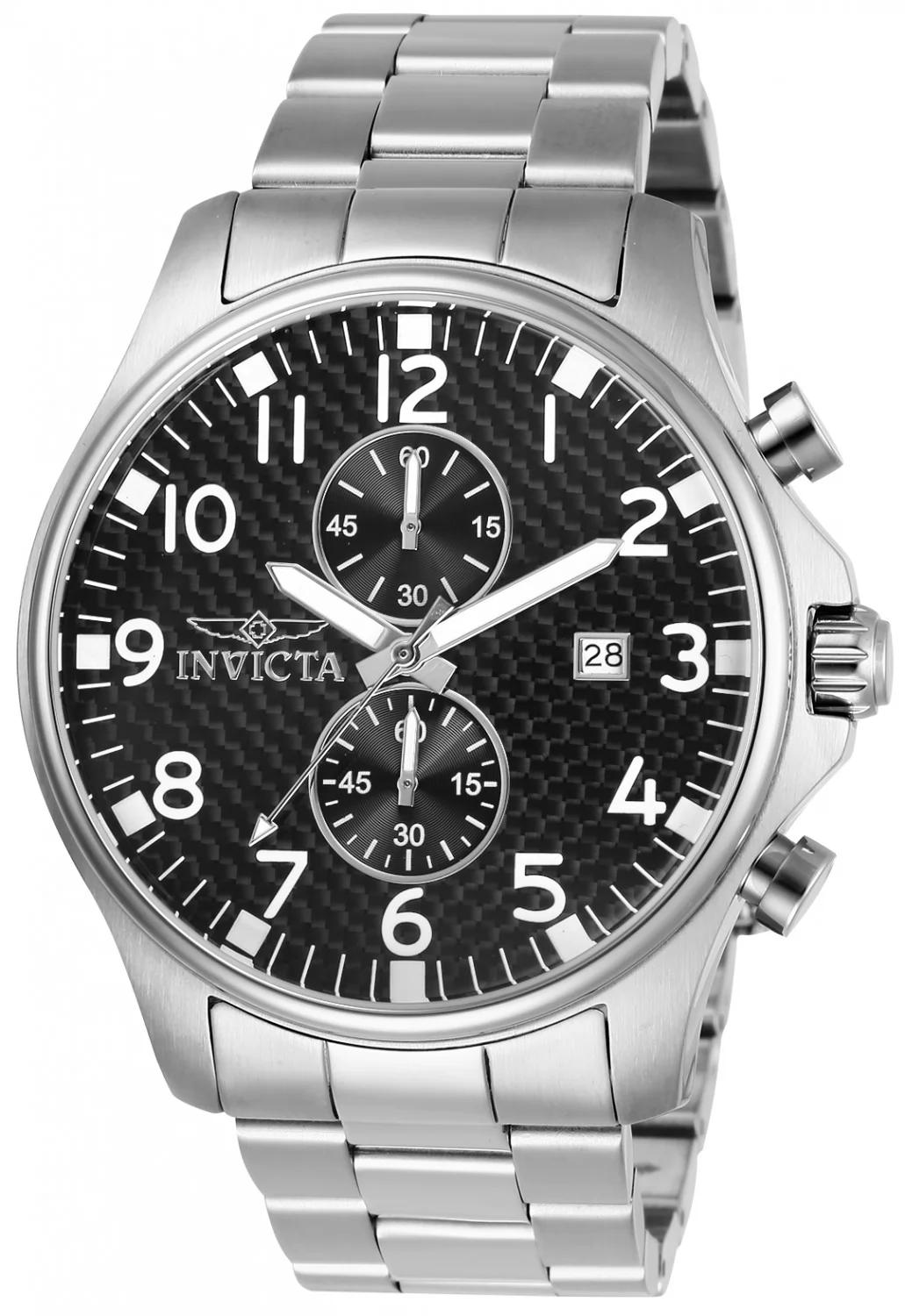 Invicta 0379 0379 Watch - Black Dial Stainless Steel Band