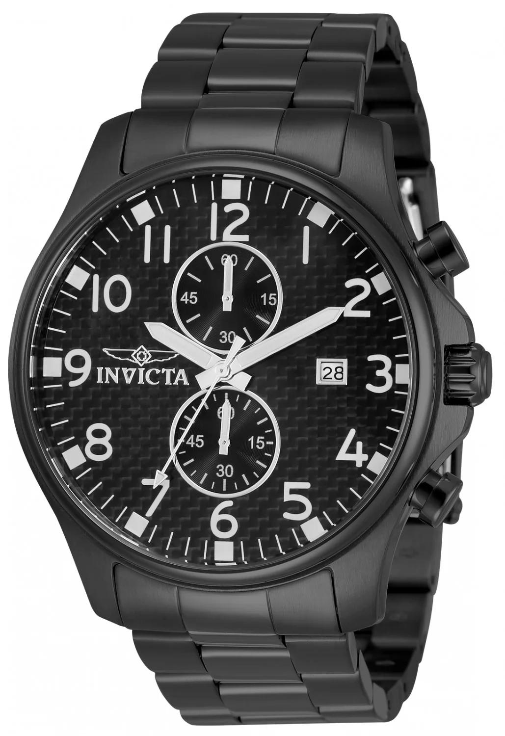 Invicta 0383 0383 Watch - Black Dial Stainless Steel Band