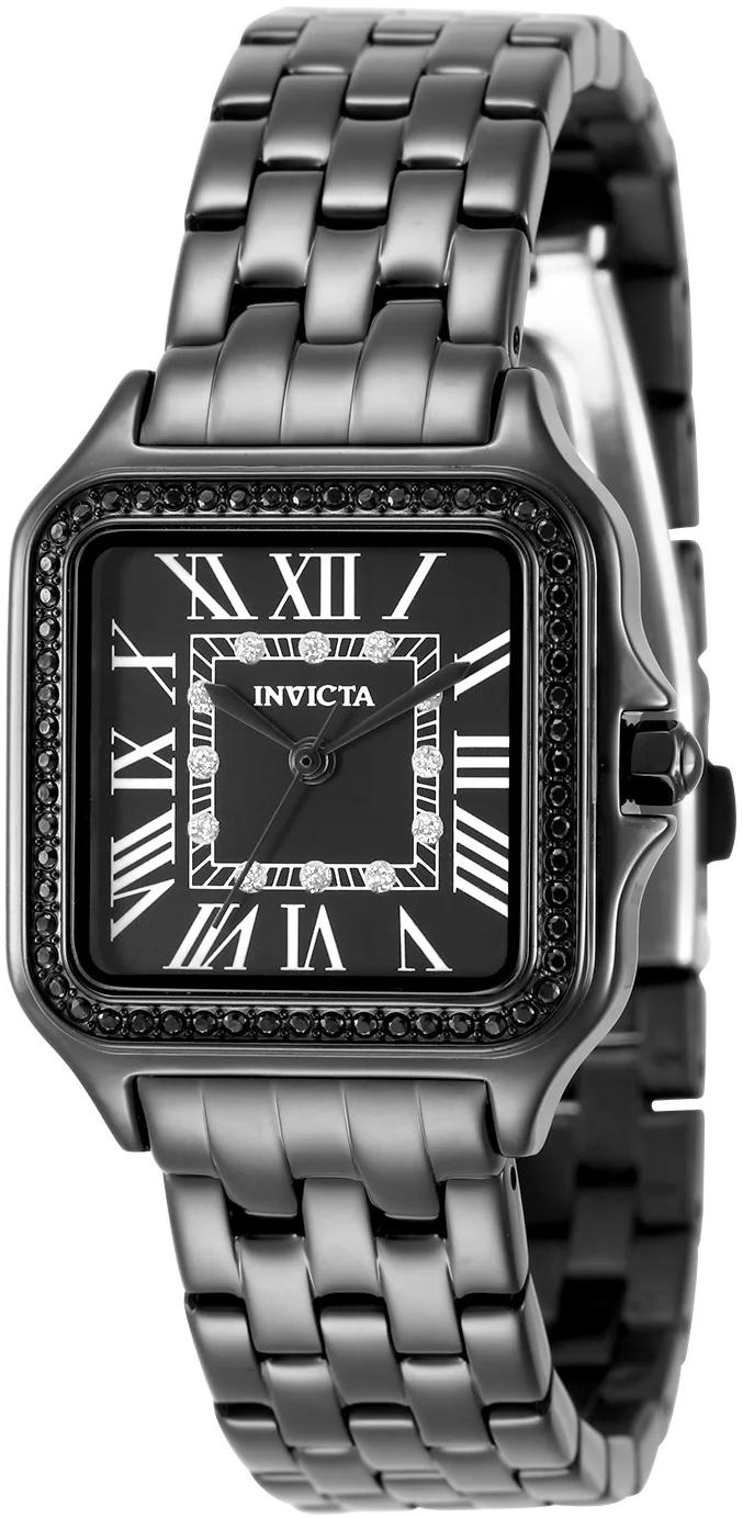 Invicta 50581 watch with black dial and stainless steel band
