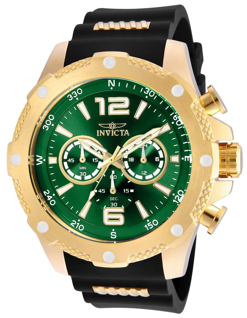 Invicta 19661 19661 Watch - Green Dial Polyurethane/Stainless Steel Band