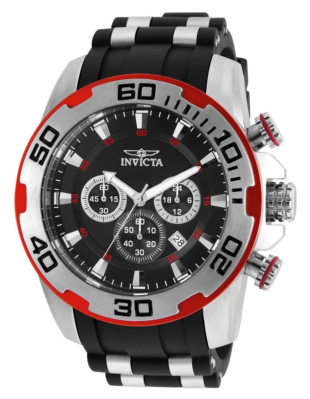 Invicta 22307 watch with black dial and polyurethane/stainless steel band