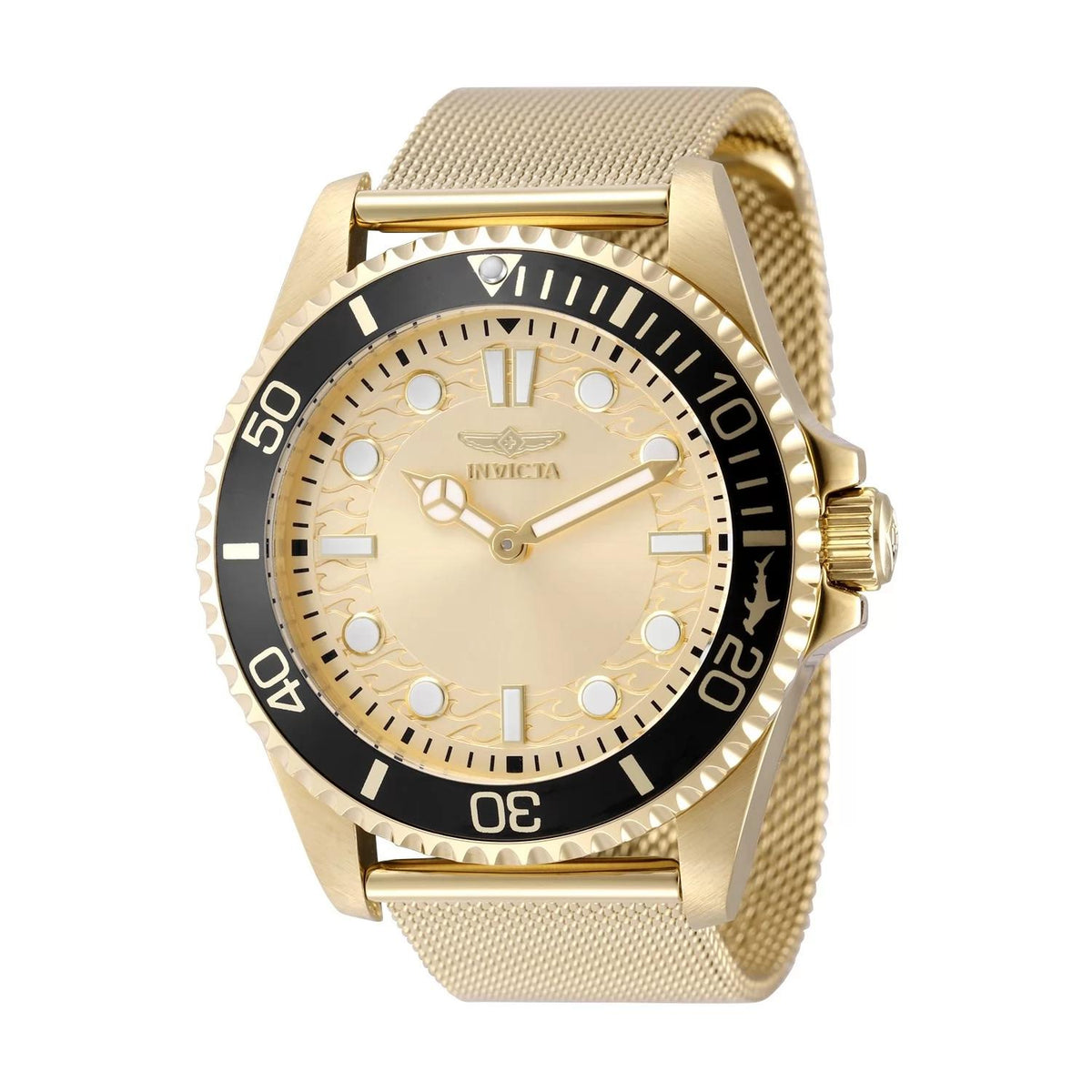 Invicta 49690 watch with gold dial and stainless steel band