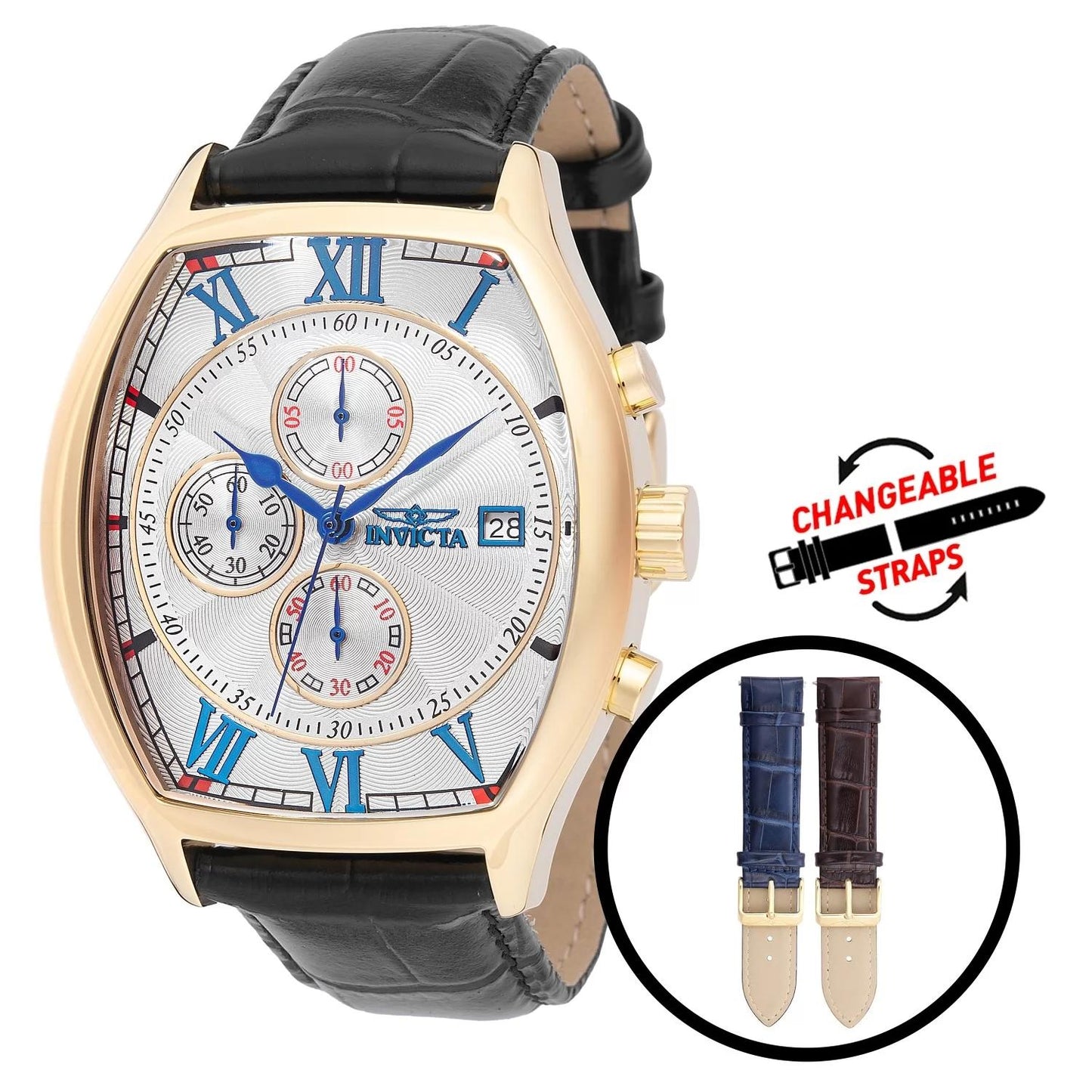 Invicta 49840 49840 Watch - Silver Dial Leather Band