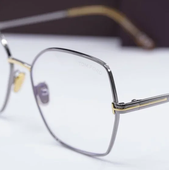 Tom Ford FT5876-B-014 eyeglasses in grey frame with clear lenses