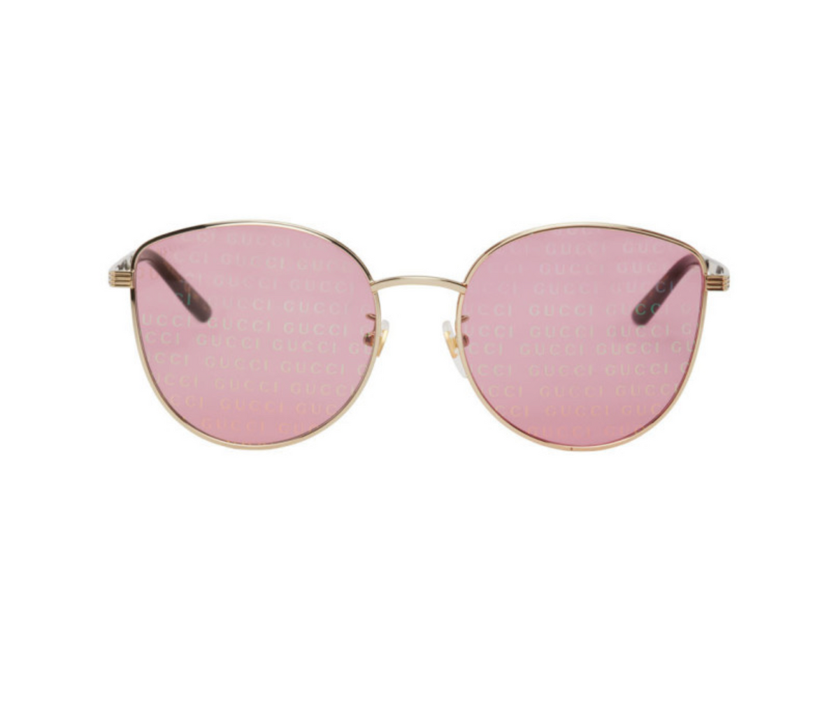 Gucci GG0807SA-004-58 sunglasses in gold frame with pink lenses