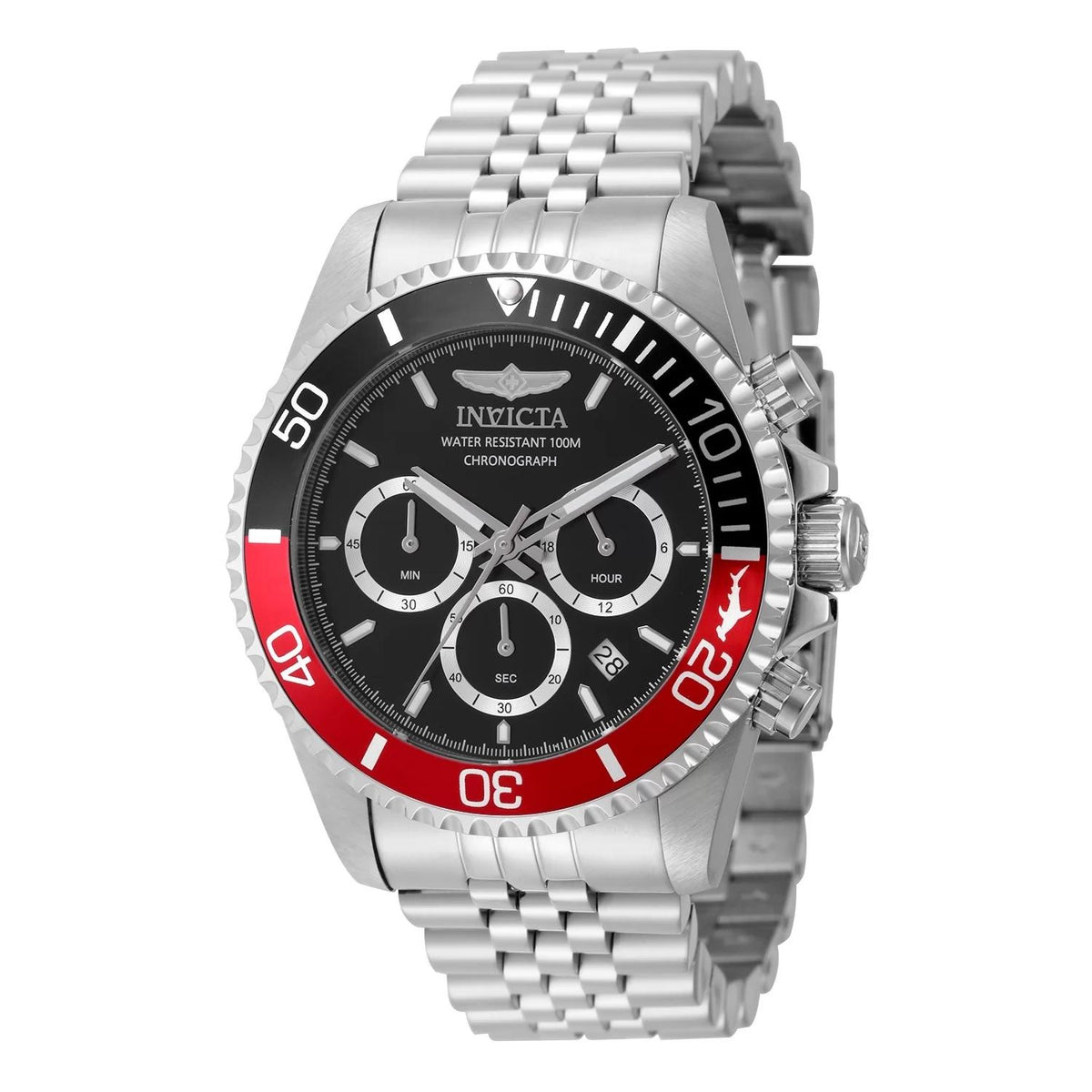 Invicta 49838 watch with black dial and stainless steel band