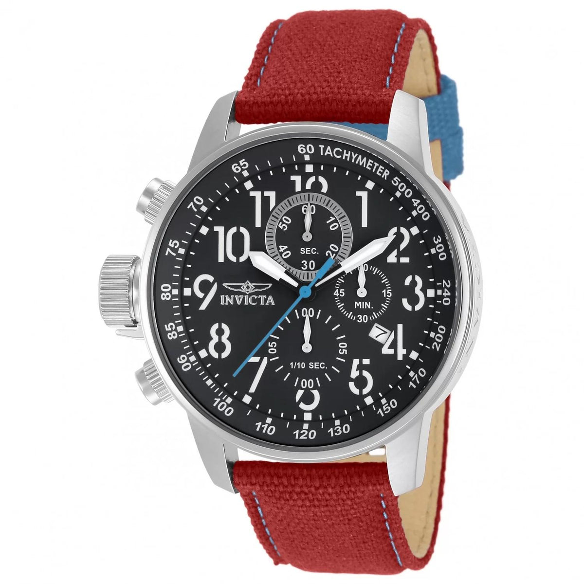 Invicta 12070 watch with black dial and riffle band