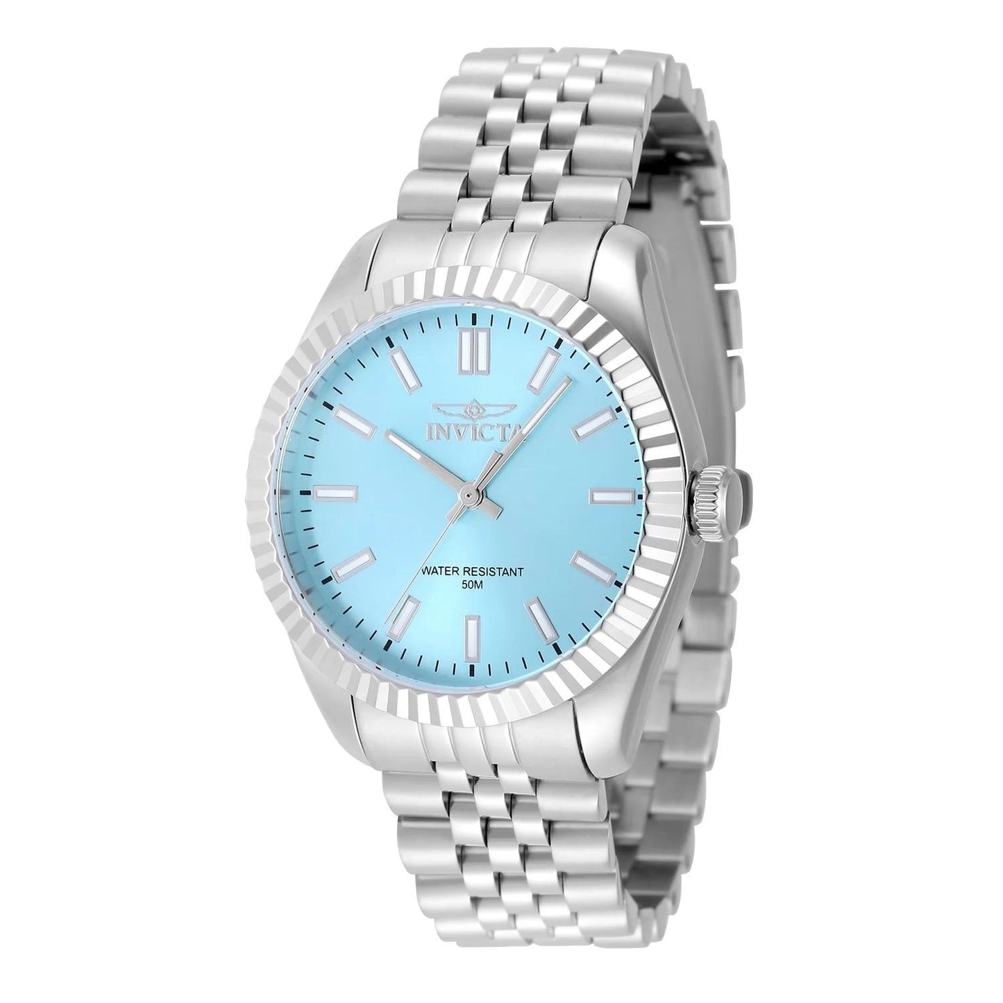 Invicta 48907 watch with blue dial and stainless steel band