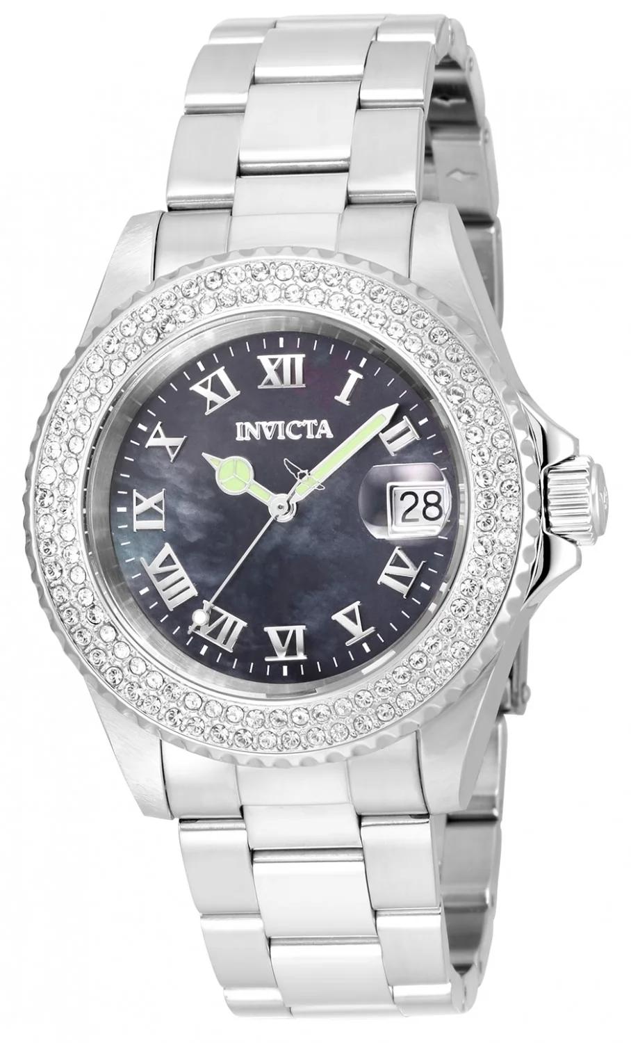 Invicta 21711 watch with black dial and stainless steel band