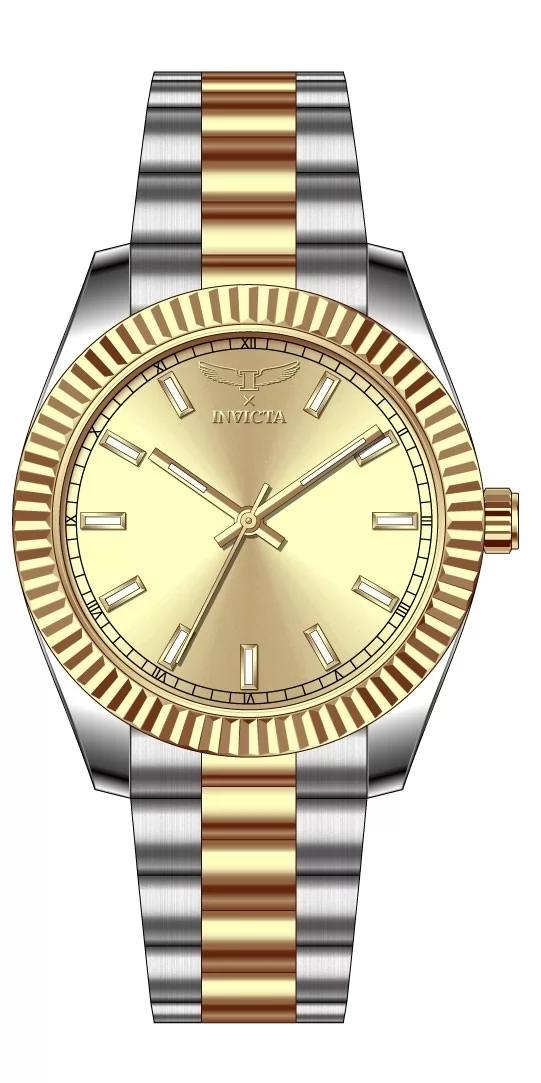 Invicta 69009 watch with gold dial and stainless steel band