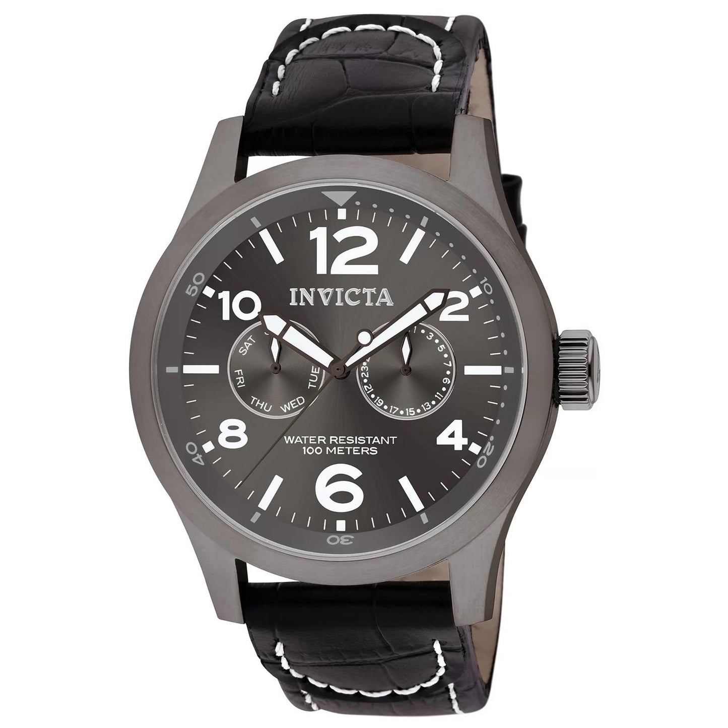 Invicta 10492 10492 Watch - Black Dial Leather Band