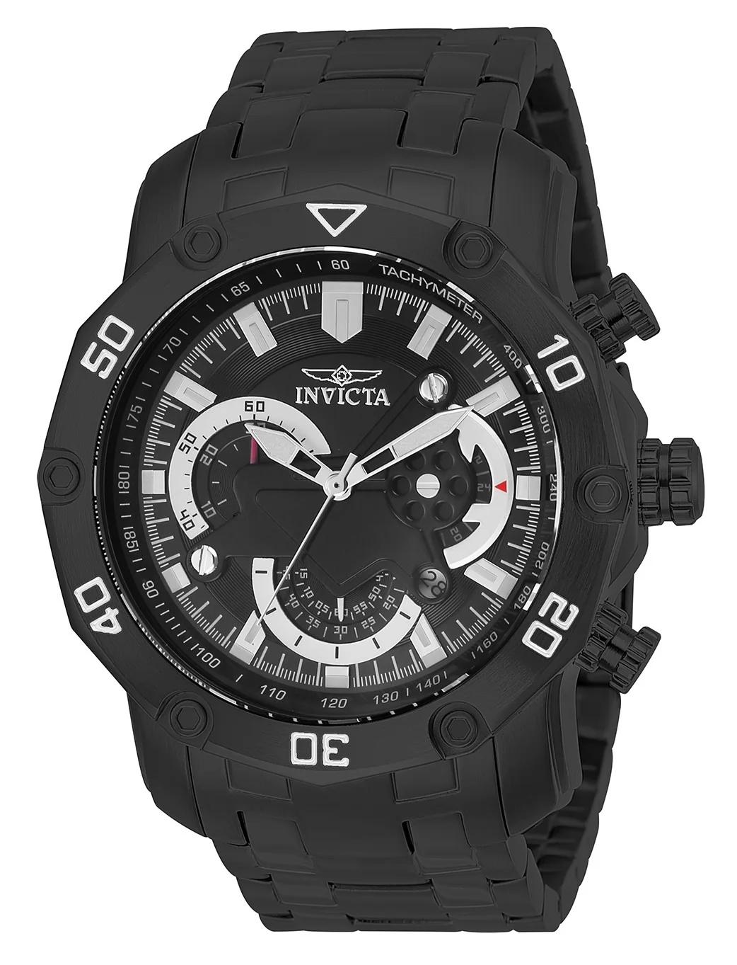 Invicta 22763 watch with black dial and stainless steel band