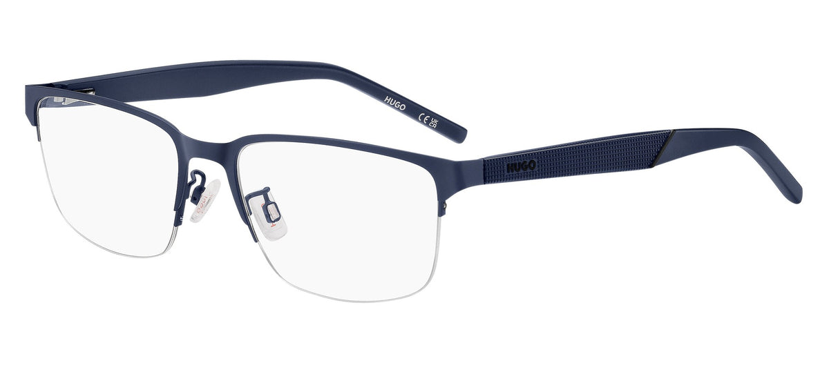 Hugo HG1333/G-FLL-55 Matte Blue Rectangle Eyeglasses 55mm Eyeglasses