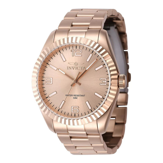 Invicta 47462 watch with rose gold dial and stainless steel band