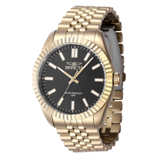 Invicta 47488 watch with black dial and stainless steel band