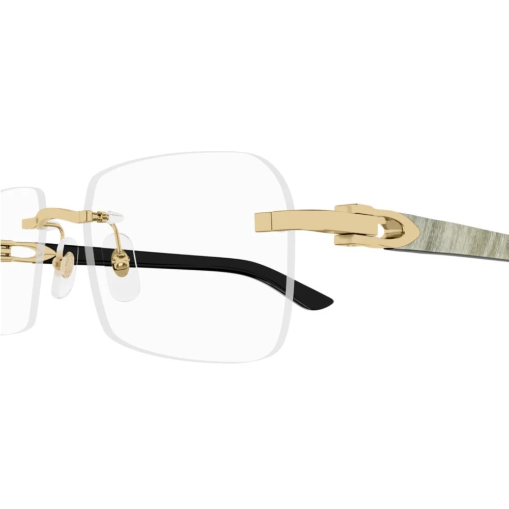 Cartier CT0453O-002 Gold White Rectangular Eyeglasses 56mm Eyeglasses