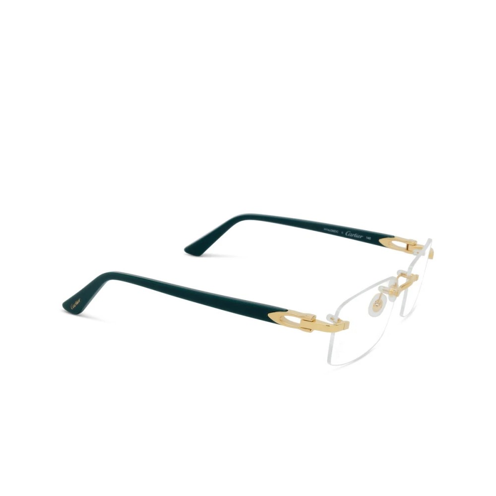 Cartier CT0287O-009 Gold Green Rectangular Eyeglasses 54mm Eyeglasses