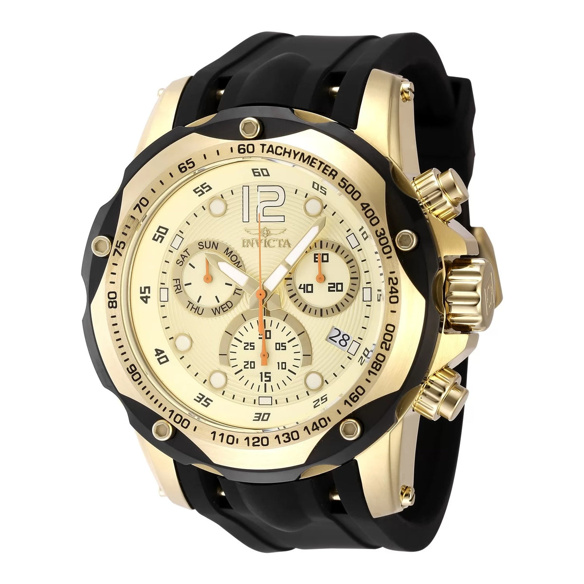 Invicta 48910 Quartz Watch Gold Dial Silicone 51mm Men