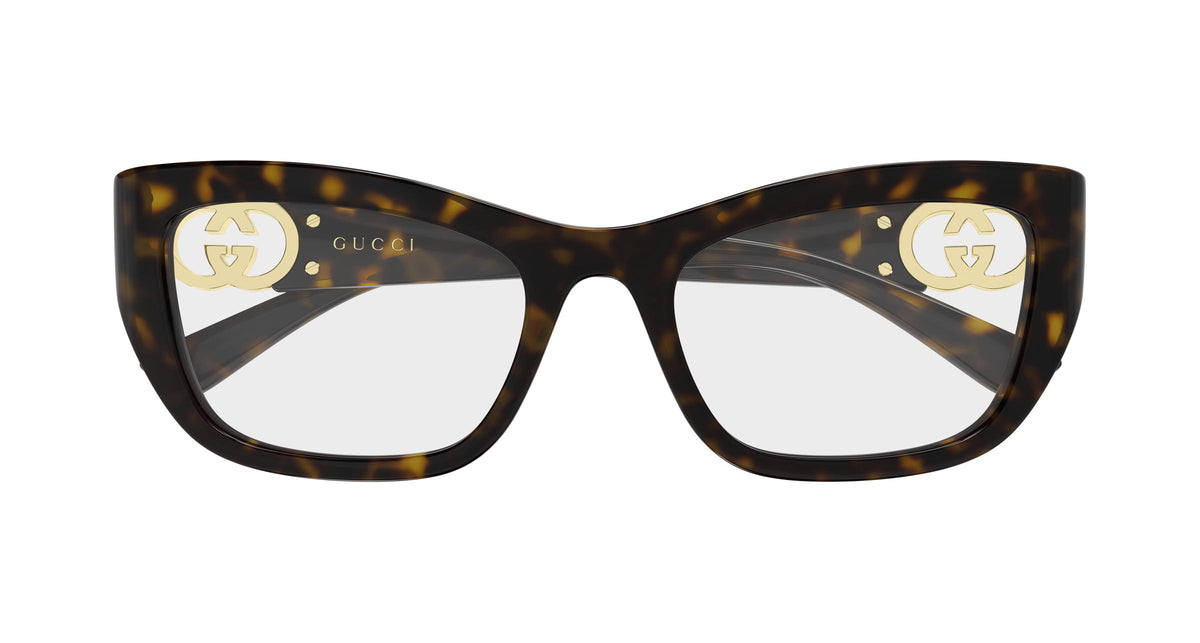 Gucci GG2125o-002 eyeglasses in havana frame with clear lenses
